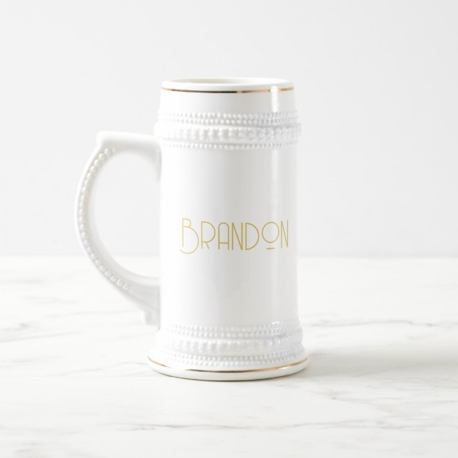 Personalized Groomsman Gift, 22oz Gold Beer Stein  (Left)