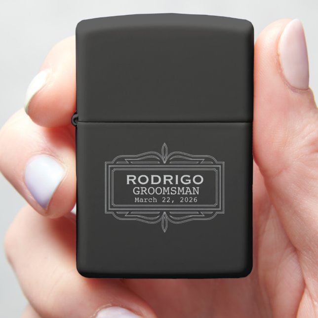 Personalized Groomsman Gift Engraved Name Zippo Lighter (In Hand)