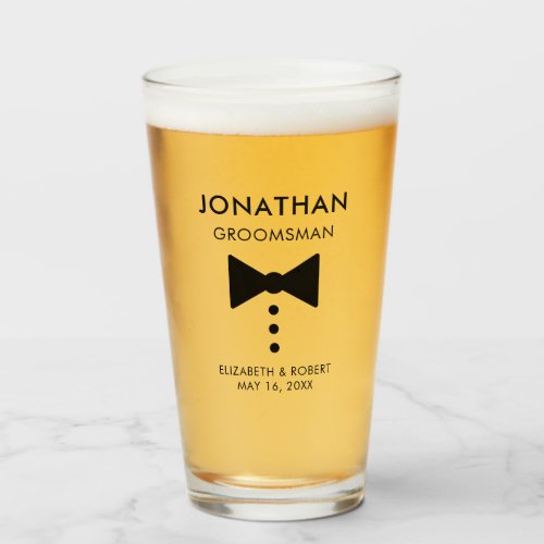 Personalized Groomsman Gift Modern Tuxedo Wedding Glass