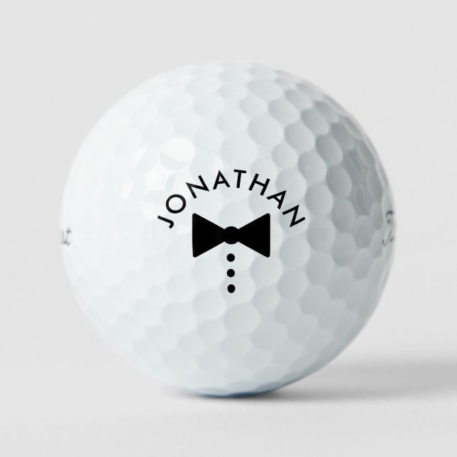Personalized Groomsman Gift Modern Tuxedo Wedding Golf Balls (Front)