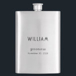 Personalized Groomsman Gift w/ Name & Wedding Role Flask<br><div class="desc">Celebrate your wedding day with a gift your groomsmen will actually use—this sleek, personalized stainless steel flask. Customize it with their name, wedding role (like Groomsman, Best Man, or Usher), and even your wedding date for a keepsake they’ll treasure (and toast with). Whether you’re gifting it during the bachelor party...</div>