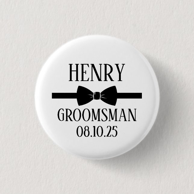 Personalized Groomsman Gift, Wedding Button (Front)