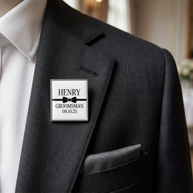 Personalized Groomsman Gift, Wedding Party Favor Button (Creator Uploaded)