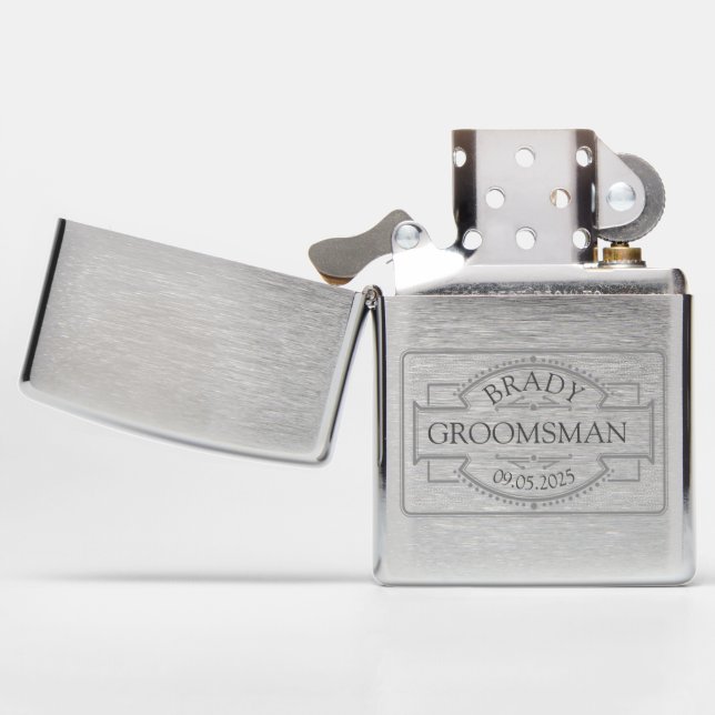 PERSONALIZED GROOMSMAN GIFT ZIPPO LIGHTER (Opened)