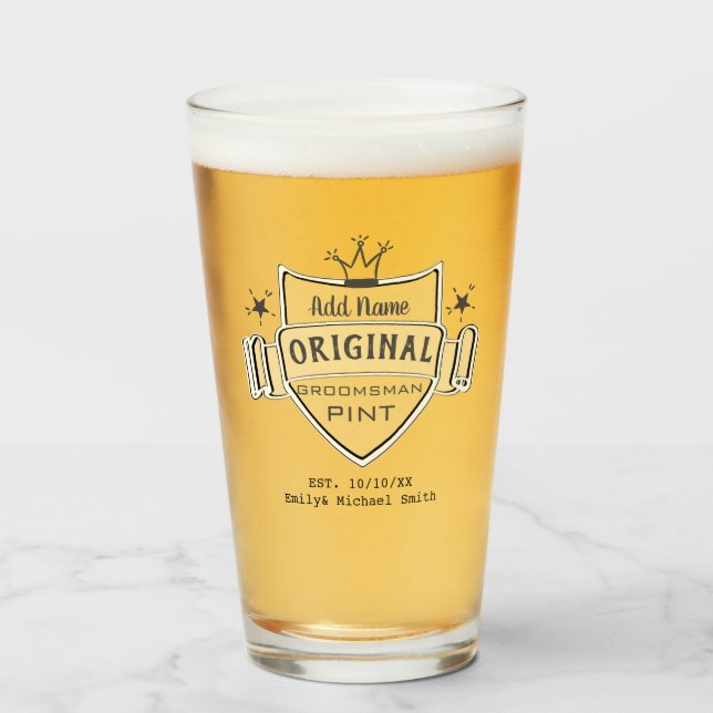 Personalized Groomsman Gifts PINT GLASS Thank You (Front Filled)