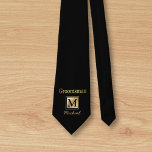 personalized groomsman gold script black Neck Tie<br><div class="desc">personalized groomsman gold black typography wedding Neck Tie, custom</div>