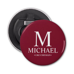 Personalized Groomsman Name and Monogram Bottle Opener