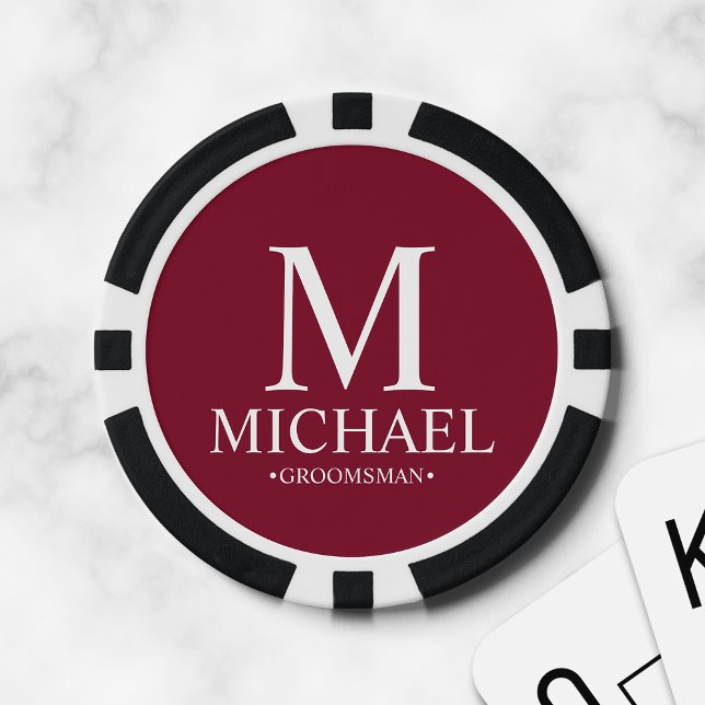 Personalized Groomsman Name and Monogram Poker Chips (Creator Uploaded)