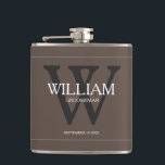 Personalized Groomsman Name Tan Wedding Flask<br><div class="desc">Personalized Groomsman Name Tan Wedding Flask. Click "personalize this template" to customize groomsman's hip flask quickly and easily. Created by artist RjFxx *All rights reserved. #GroomsmanFlask #groomsmen</div>