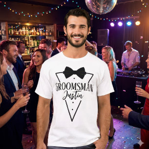Personalized Groomsman Script Name Bachelor Party T-Shirt