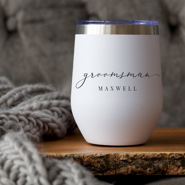 Personalized Groomsman Script Wedding Thermal Wine Tumbler (Creator Uploaded)