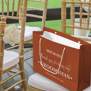 Personalized Groomsman Terracotta Thank You Large Gift Bag