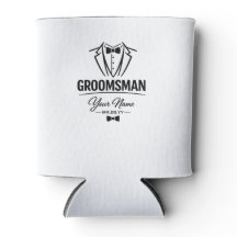 Personalized Groomsman Tuxedo Can Cooler