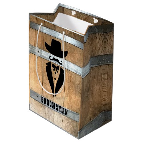 Personalized Groomsman Whiskey Barrel Medium Gift Bag