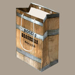 Personalized Groomsman Whiskey Barrel Medium Gift Bag<br><div class="desc">Thank your groomsmen with this rustic whiskey barrel design featuring bold western typography. Personalize this design with your groomsman name and wedding date. Makes a great gift bag.</div>