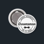 Personalized Groomsman with Name and Wedding Date Magnet<br><div class="desc">Honor your groomsmen with a unique and thoughtful gift they’ll treasure forever! This Personalized Groomsman Magnet features their name and your wedding date, making it a special keepsake from your big day. Perfect for display on fridges, lockers, or any magnetic surface, it’s a heartfelt way to say “thank you” and...</div>