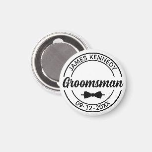 Personalized Groomsman with Name and Wedding Date Magnet
