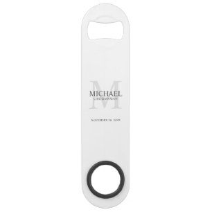 Personalized Groomsman's Monogram and Name Bar Key