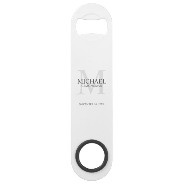 Personalized Groomsman's Monogram and Name Bar Key (Front)