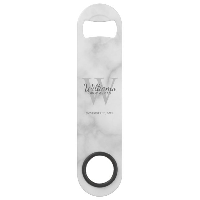 Personalized Groomsman's Monogram and Name Bar Key (Front)