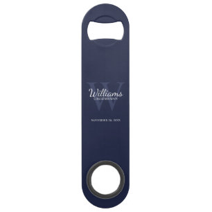 Personalized Groomsman's Monogram and Name Bar Key