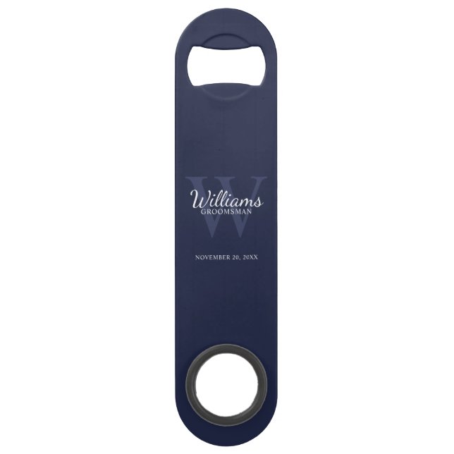 Personalized Groomsman's Monogram and Name Bar Key (Front)