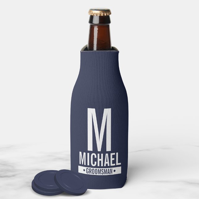 Personalized Groomsman's Monogram and Name Bottle Cooler (Creator Uploaded)