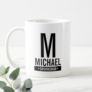 Personalized Groomsman's Monogram and Name Coffee Mug