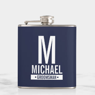 Personalized Groomsman's Monogram and Name Flask