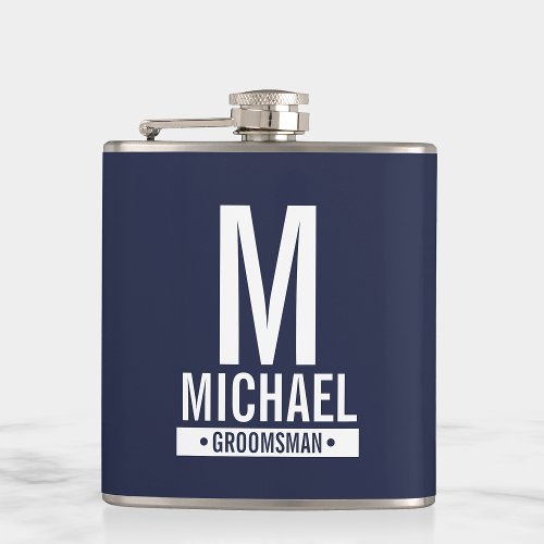 Personalized Groomsmans Monogram and Name Flask