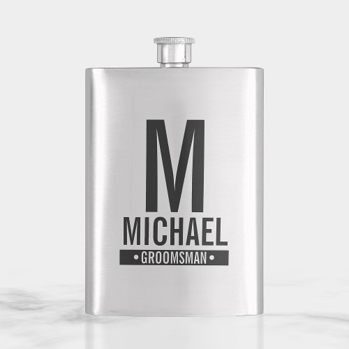Personalized Groomsmans Monogram and Name Flask