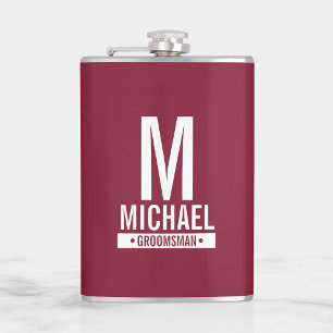 Personalized Groomsman's Monogram and Name Flask