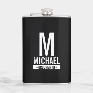 Personalized Groomsman's Monogram and Name Flask