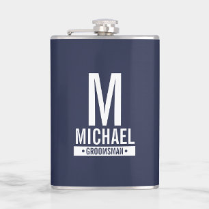 Personalized Groomsman's Monogram and Name Flask