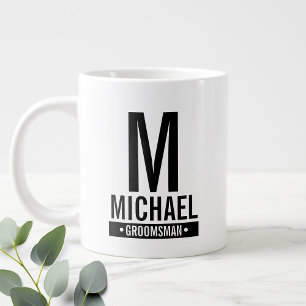 Personalized Groomsman's Monogram and Name Giant Coffee Mug