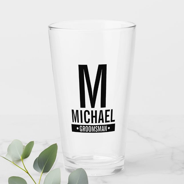 Personalized Groomsman's Monogram and Name Glass (Creator Uploaded)