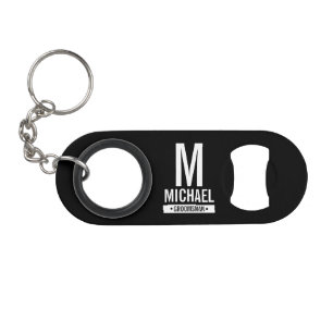 Personalized Groomsman's Monogram and Name Keychain Bottle Opener
