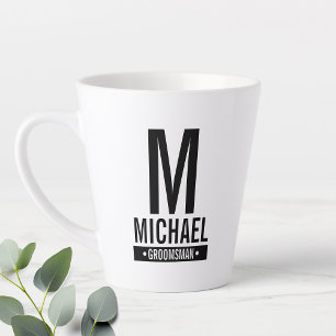 Personalized Groomsman's Monogram and Name Latte Mug