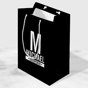 Personalized Groomsman's Monogram and Name Medium Gift Bag