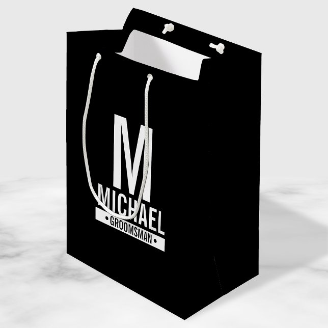 Personalized Groomsman's Monogram and Name Medium  Gift Bag (Creator Uploaded)