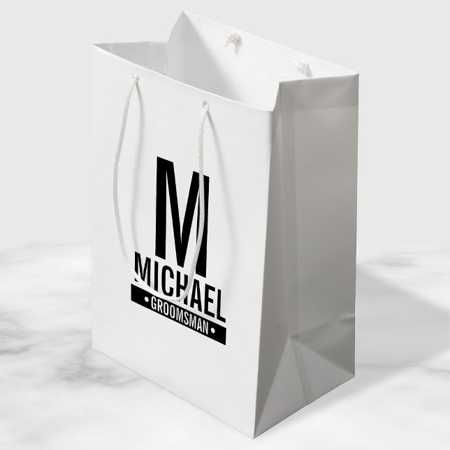 Personalized Groomsman's Monogram and Name Medium Gift Bag (Creator Uploaded)