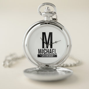 Personalized Groomsman's Monogram and Name Pocket Watch