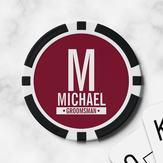 Personalized Groomsman's Monogram and Name Poker Chips (Creator Uploaded)