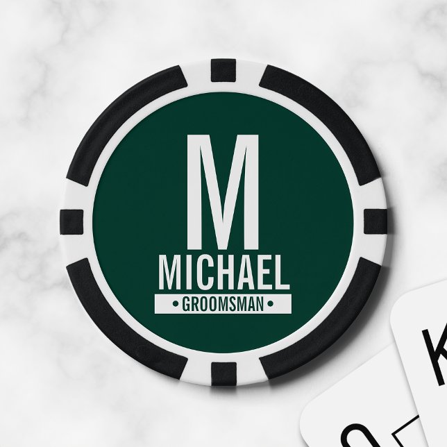 Personalized Groomsman's Monogram and Name Poker Chips (Creator Uploaded)