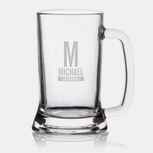 Personalized Groomsman's Monogram and Name Stein