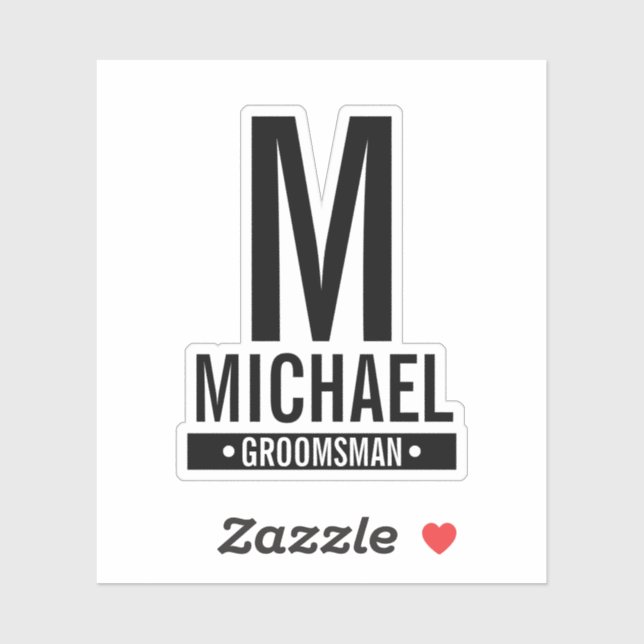 Personalized Groomsman's Monogram and Name Sticker (Sheet)
