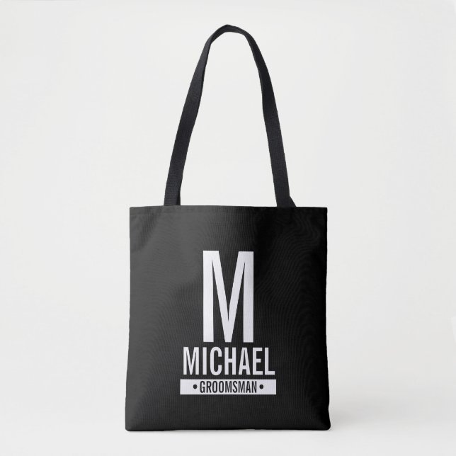 Personalized Groomsman's Monogram and Name Tote Ba Bag (Front)
