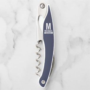 Personalized Groomsman's Monogram and Name Waiter's Corkscrew