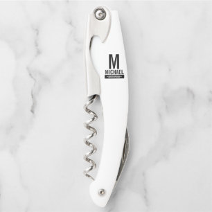 Personalized Groomsman's Monogram and Name Waiter's Corkscrew