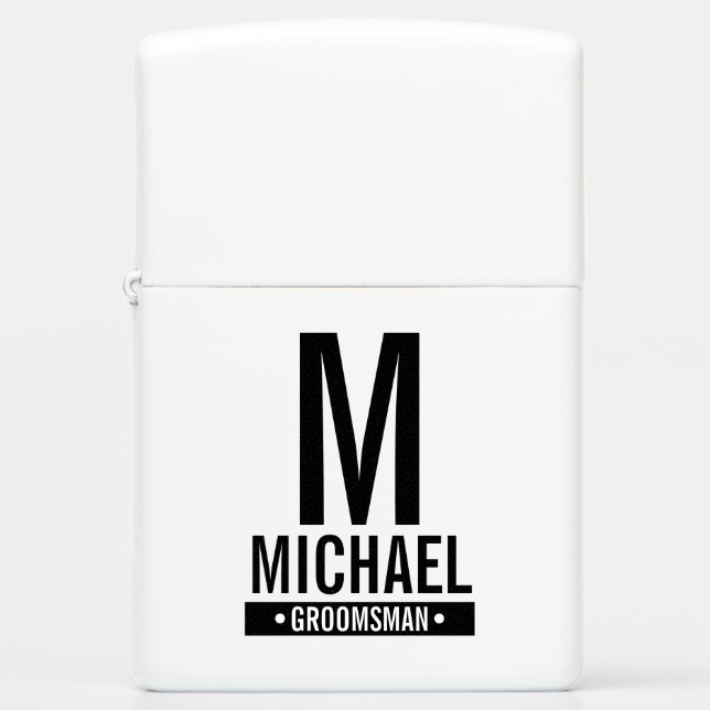 Personalized Groomsman's Monogram and Name Zippo Lighter (Front)
